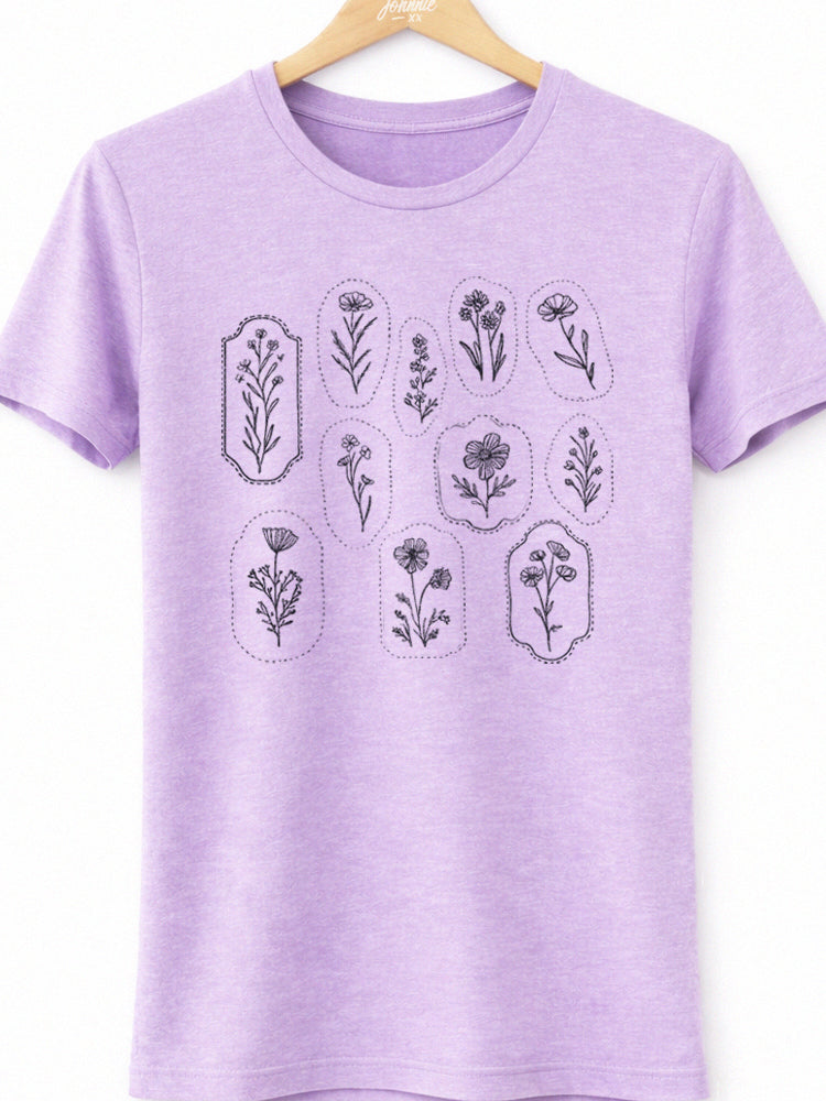 Antique Wildflower Motif Graphic Tee