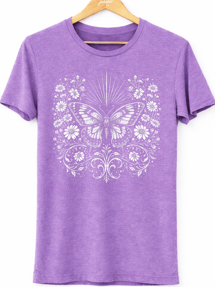 Vintage Floral Butterfly Graphic Tee