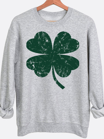 Distressed Clover Graphic Sweatshirt