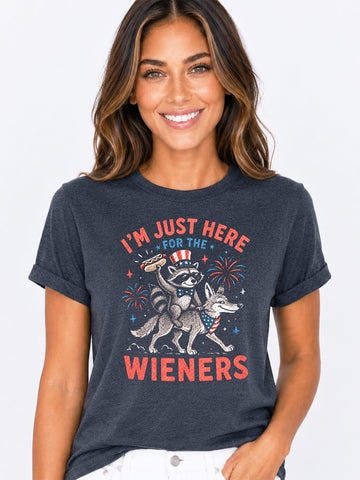 Here For The Wieners Graphic Tee