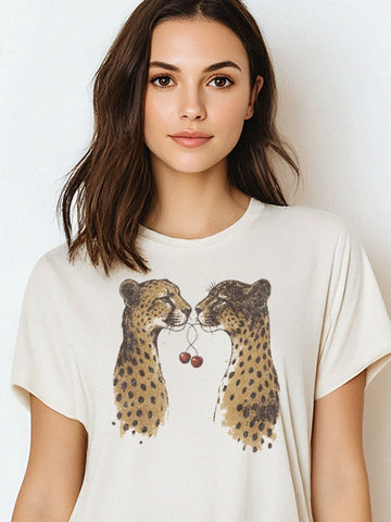 Leopard Cherry Graphic Tee