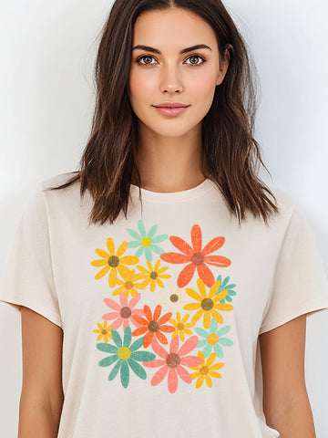 Retro Floral Daisy Graphic Tee